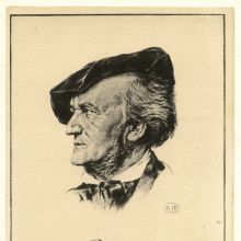 Bildnis Richard Wagners mit Samtbarett im Viertelprofil