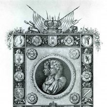 Jubiläumsbild anlässlich der silbernen Hochzeitsfeier König Ludwigs I. von Bayern mit Königin Therese am 12. Oktober 1835