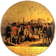Treffen Blüchers mit Wellington nach der Schlacht bei Waterloo am 18. Juni 1815