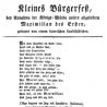 „Kleines Bürgerfest bey Annahme der Königs-Würde unsers allgeliebten Maximilian des Ersten, gefeyert von einem baierischen Landstädtchen“ (um 1806), Seite 1