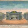 „Perspectivische Ansicht der Schaubühne zu Oberammergau bey der Vorstellung des Passions[spiels]“ (1830)