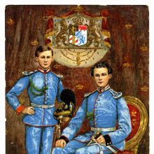 Postkarte mit einer Farblithografie von Kronprinz Ludwig und Prinz Otto