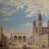 Odeonsplatz in München mit königlicher Residenz, Feldherrnhalle und Theatinerkirche (um 1840)