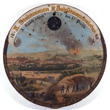 Schützenscheibe zum Gedenken an die Beschießung der Stadt Würzburg durch preußische Truppen am 27.7.1866 (1868)