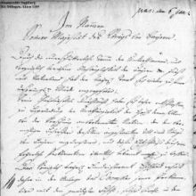 Schreiben des „Königlich baierischen GeneralLandesKommissariats der Provinz Neuburg“ zur Verkündung der Königserhebung Max’ I. Joseph (1806)