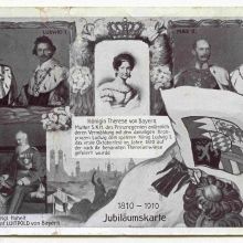 Jubiläumskarte zum 100-jährigen Jahrestag der Vermählung von König Ludwig I. und Königung Therese bzw. des ersten Oktoberfestes