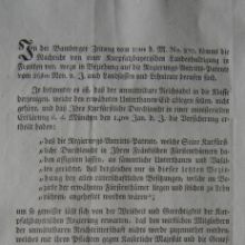 Bekanntmachung der Reichsritterschaft in Franken über die Eidleistung ihrer Mitglieder an den Kurfürsten von Bayern (1803)
